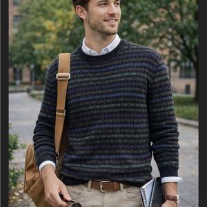 Lenor Romano Fine Merino Wool Sweater Textured 90's Crew Neck Pullover Men’s  XL